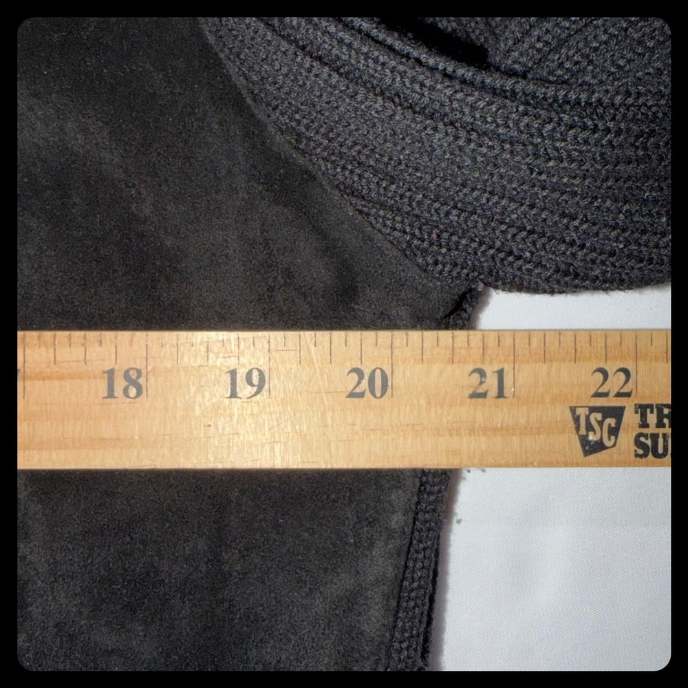 Chico's Design Jacket Women Size 2 Black Leather Suede Knit Mixed Media Coat - Picture 3 of 7